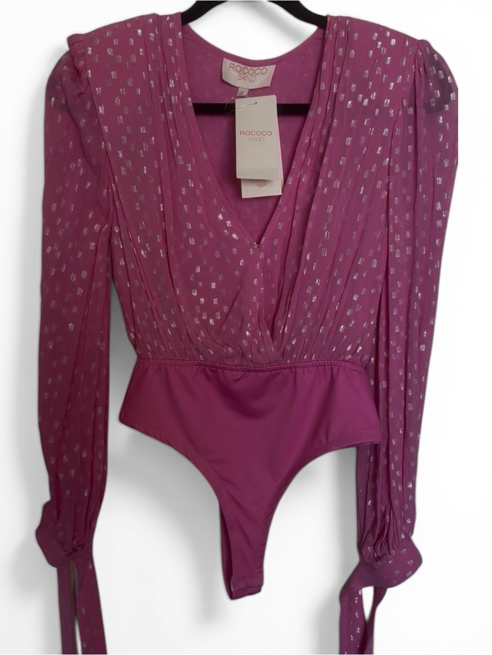 Rococo Sand Hot Pink Satin Top with Logo Tag